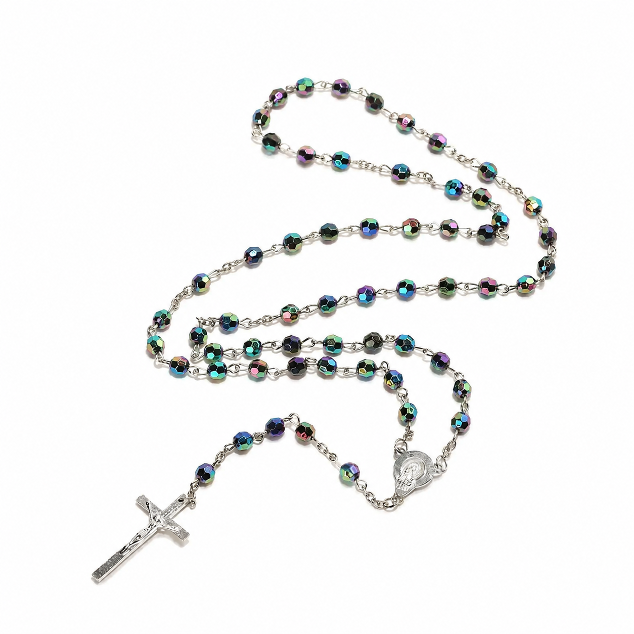 Collar Rosario Idrix Sacro Studio en Cristal y Acero Inoxidable