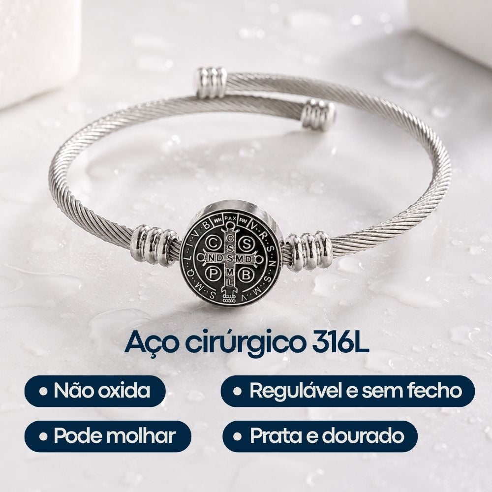 Bracelete em aço cirúrgico 316L dourado e prateado