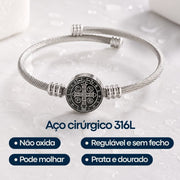 Bracelete em aço cirúrgico 316L dourado e prateado