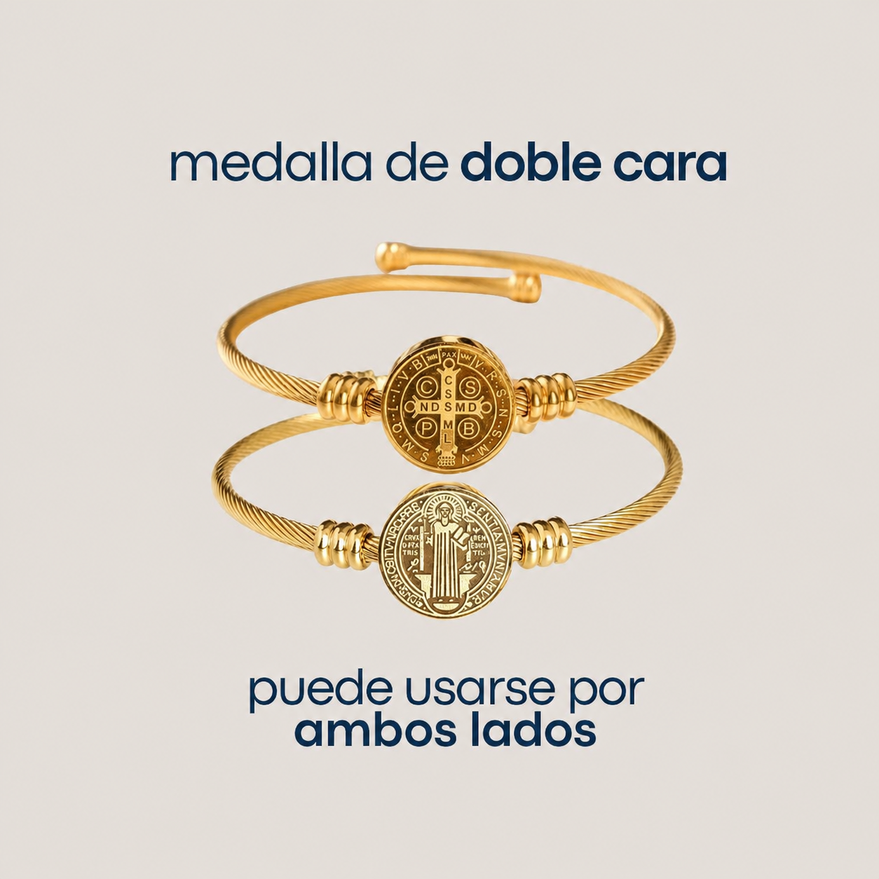 Pulsera con Medalla de San Benito en Acero Quirúrgico 316L