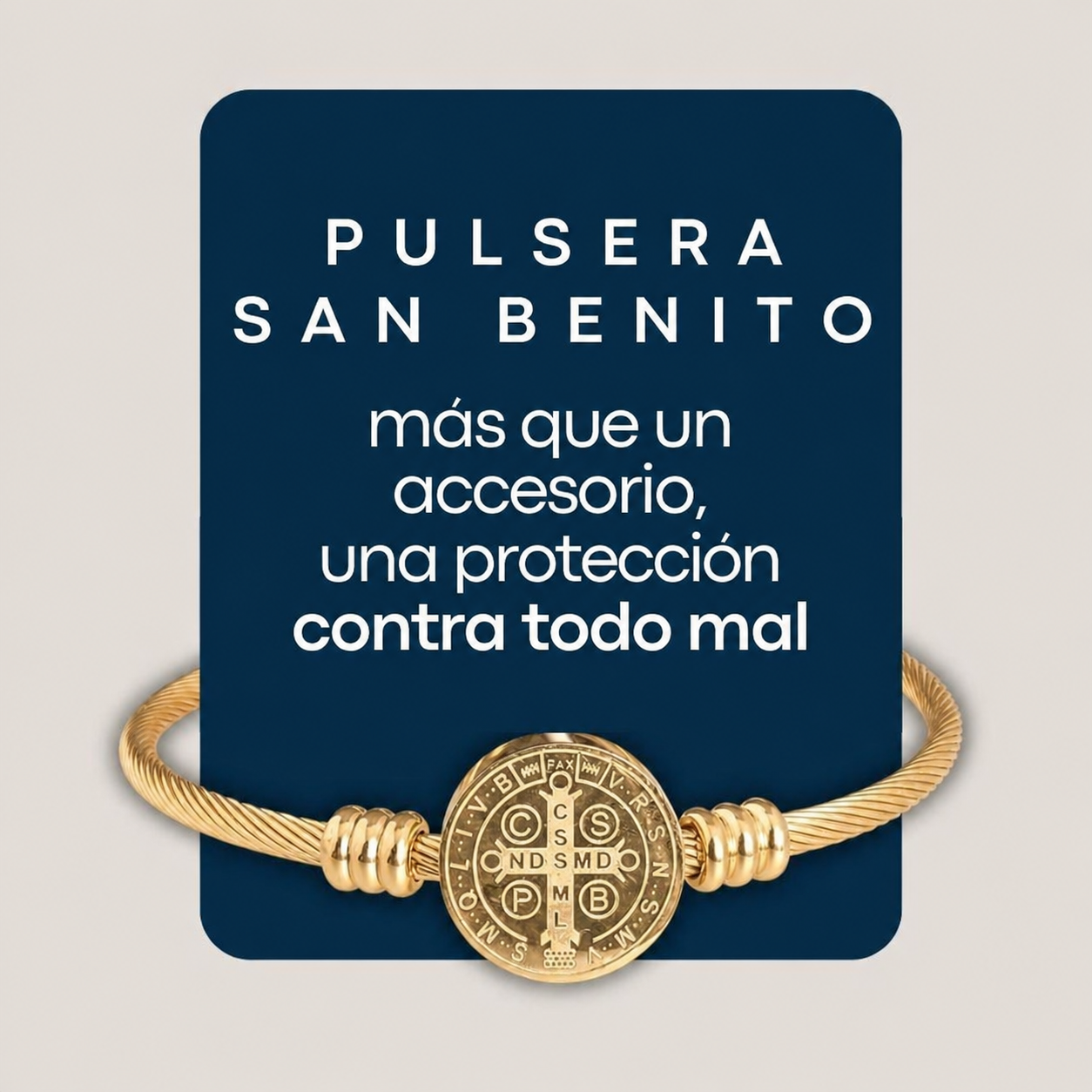 Pulsera con Medalla de San Benito en Acero Quirúrgico 316L