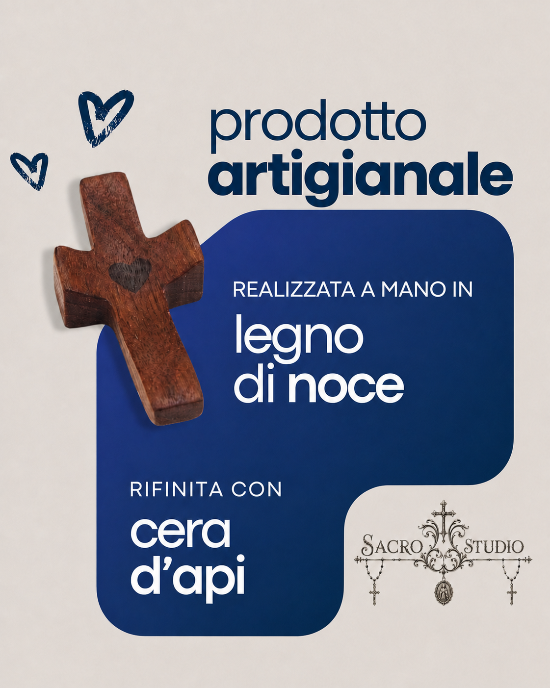 Croce tascabile artigianale in legno
