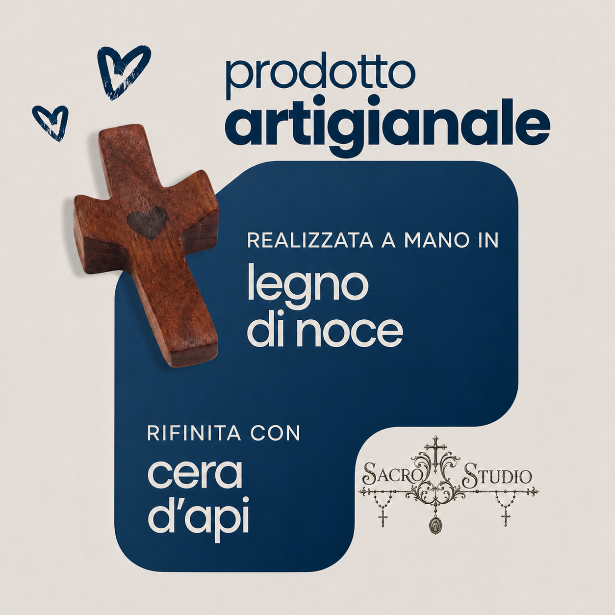 Croce tascabile artigianale in legno