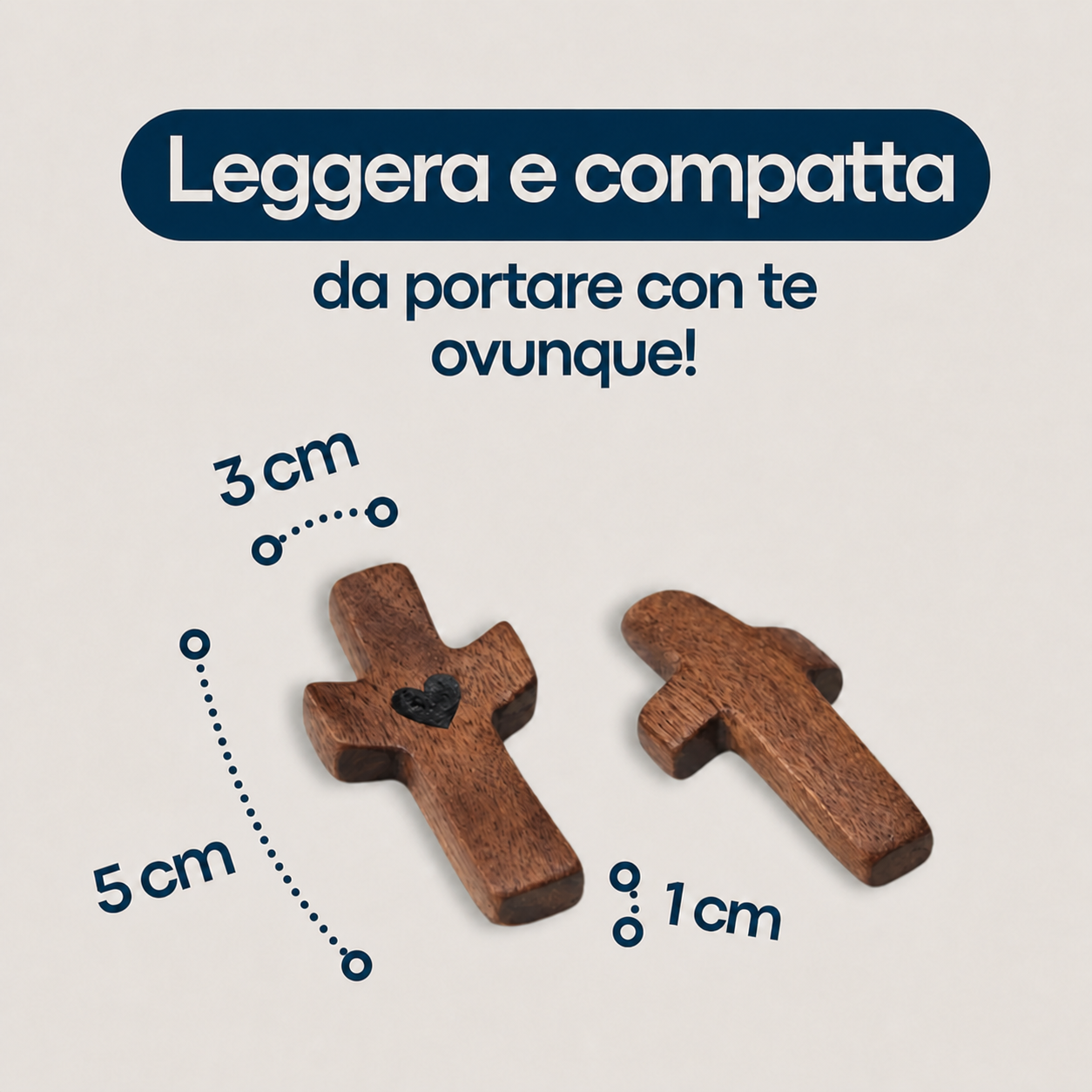 Croce tascabile artigianale in legno